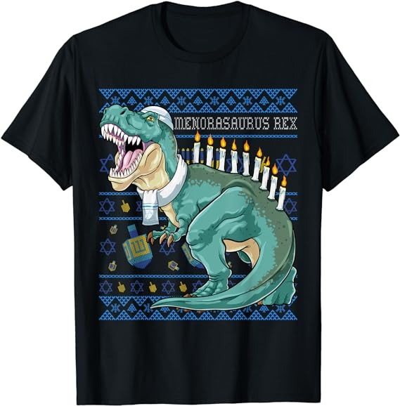 Menorasaurus Rex Hanukkah Shirt Jewish Dinosaur Menorah T-Shirt PNG File