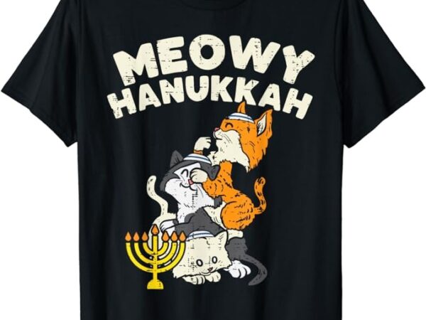 Meowy hanukkah cats kitten cute hanukkah pajamas chanukah pj t-shirt png file