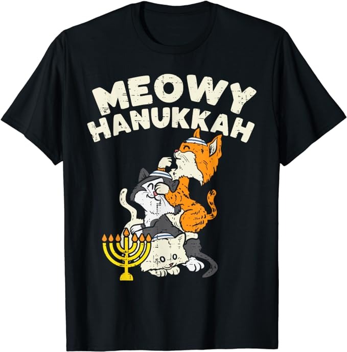 Meowy Hanukkah Cats Kitten Cute Hanukkah Pajamas Chanukah PJ T-Shirt PNG File