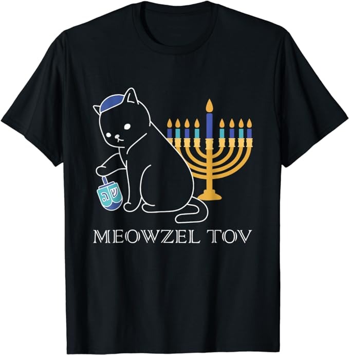 Meowzel Tov Dreidel Menorah Cat Happy Hanukkah Cat Lovers T-Shirt PNG File