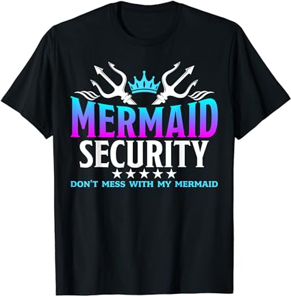 Mermaid security family birthday halloween costume boys men t-shirt