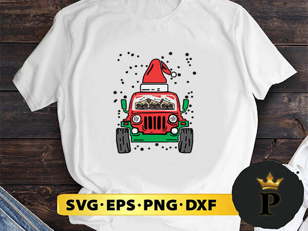 Monster truck pug santa christmas svg, merry christmas svg, xmas svg png dxf eps t shirt designs for sale