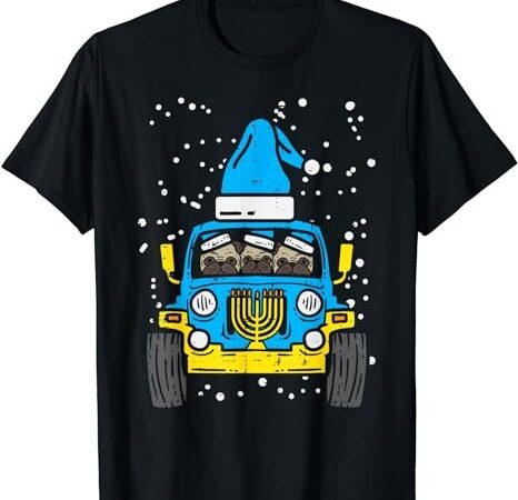 Monster truck pugs dog menorah jewish hanukkah chanukah gift t-shirt png file