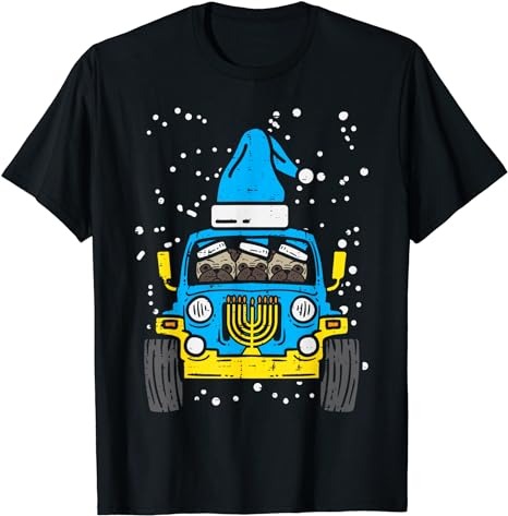 Monster Truck Pugs Dog Menorah Jewish Hanukkah Chanukah Gift T-Shirt PNG File