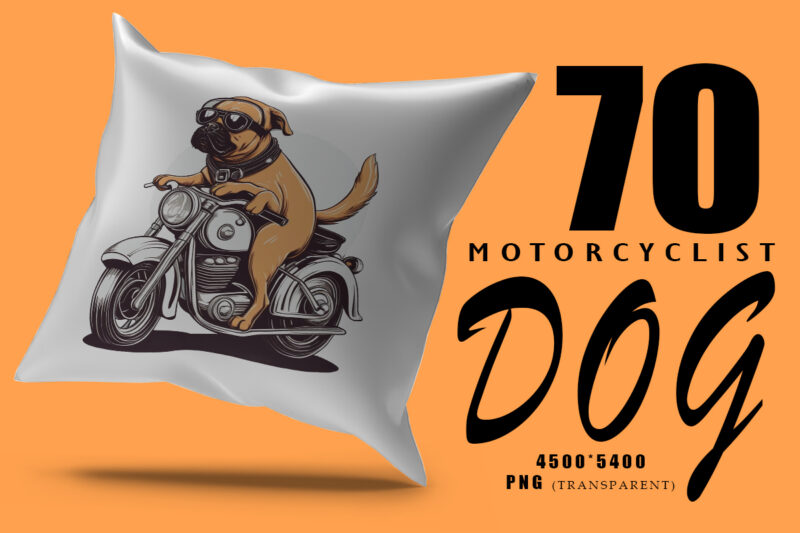 Motorcyclist Dog Clipart Illustration Bundle for Print on Demand Design