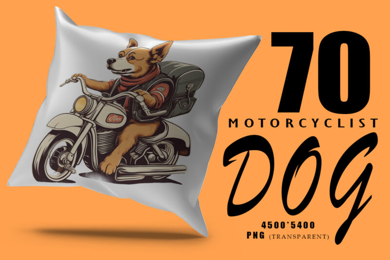 Motorcyclist Dog Clipart Illustration Bundle for Print on Demand Design