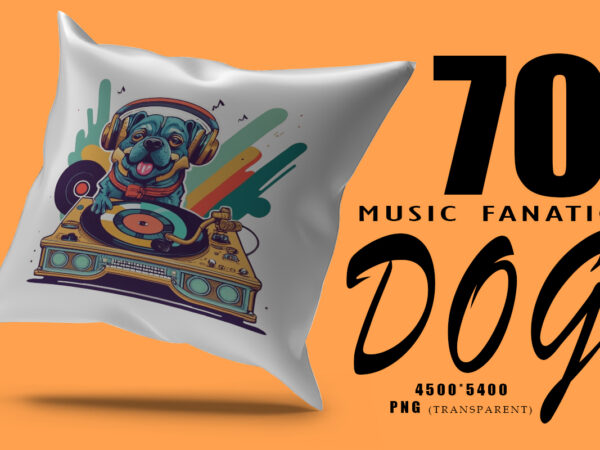 Music fanatic dog wearing headphone clipart illustration bundle for print on demand websites t shirt designs for sale