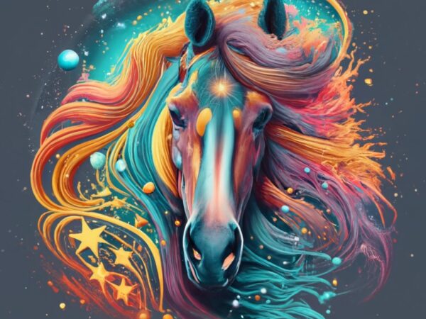 Name “vidal” around its form, nebulae spiral and dance, creating an ever-shifting aura of vibrant hues. the mane, composed of interstellar d T shirt vector artwork