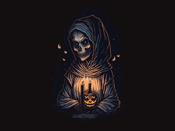 Spooky nun lantern halloween tshirt design