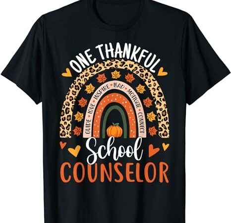 One thankful school counselor thanksgiving rainbow counselor t-shirt