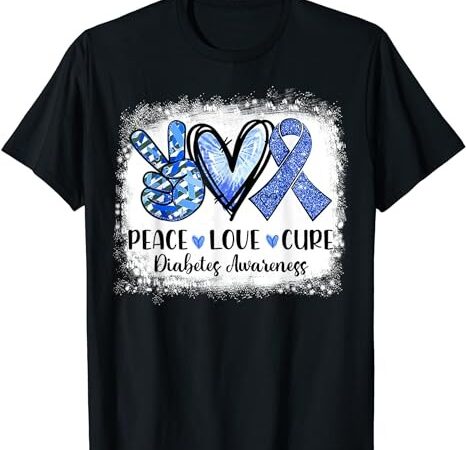 Peace love cure type 1 diabetes awareness t1d blue ribbon t-shirt png file