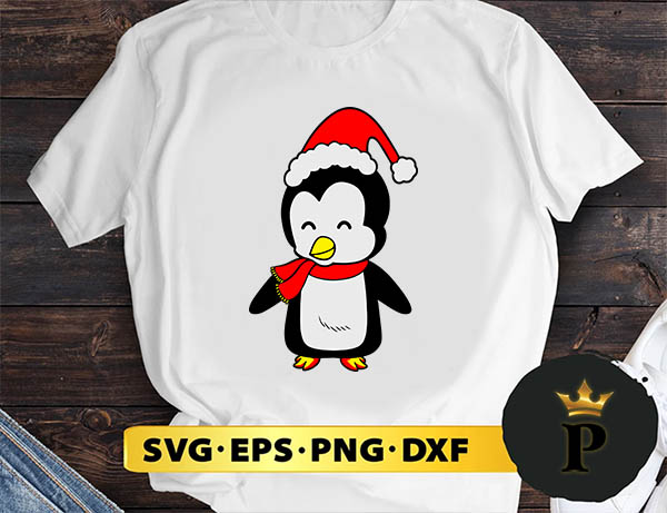 Penguin Christmas Santa Hat SVG, Merry Christmas SVG, Xmas SVG PNG DXF EPS