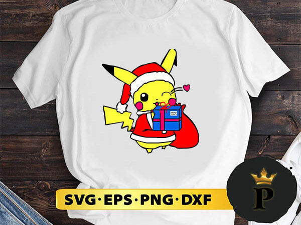 Pikachu christmas gifts box svg, merry christmas svg, xmas svg png dxf eps t shirt illustration