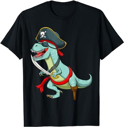 Pirate Dinosaur T Rex Funny Tyrannosaurus Halloween Costume T