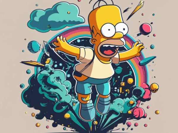 Pixar anime design t-shirt, “homer simpsons”, space explosion png file