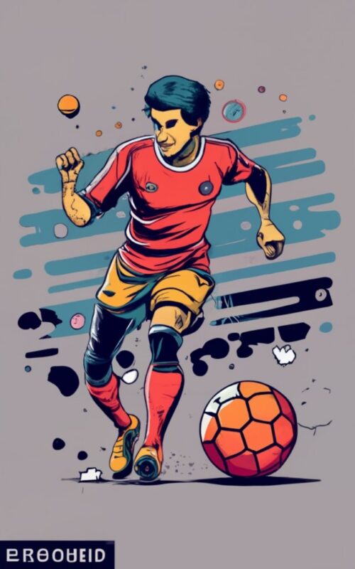 Pixar anime design t-shirt, flat design, CMYK colors, “SAMER”,playing futbol PNG File