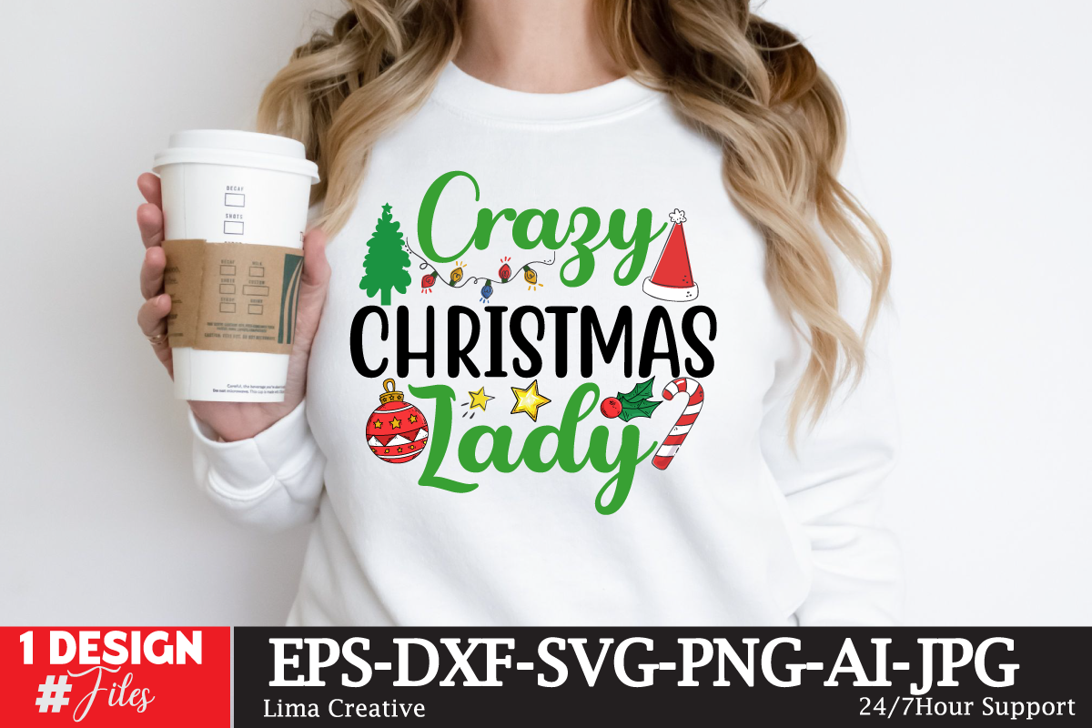 Crazy Christnmas LAdy T-shirt Design, Winter SVG Bundle, Christmas Svg