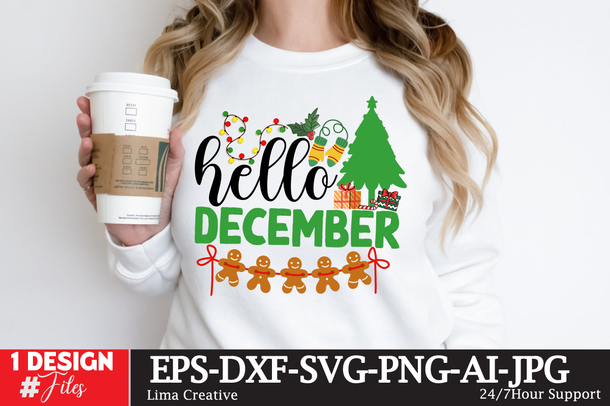 Hello December T-shirt Design, Winter SVG Bundle, Christmas Svg, Winter