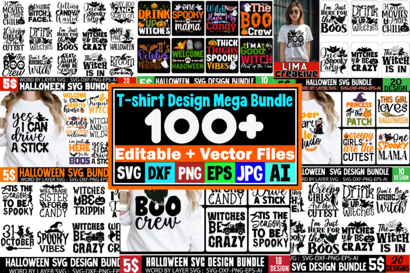 Halloween SVG T-shirt Design Mega Bundle,100+ Design,Aditable + Vector Files,T-shirt Design, Halloween SVG T-shirt Design Bundle ,MEGA HALLOWEEN BUNDLE 2, 130 Designs, Heather Roberts Art Bundle, Halloween svg, Fall svg,