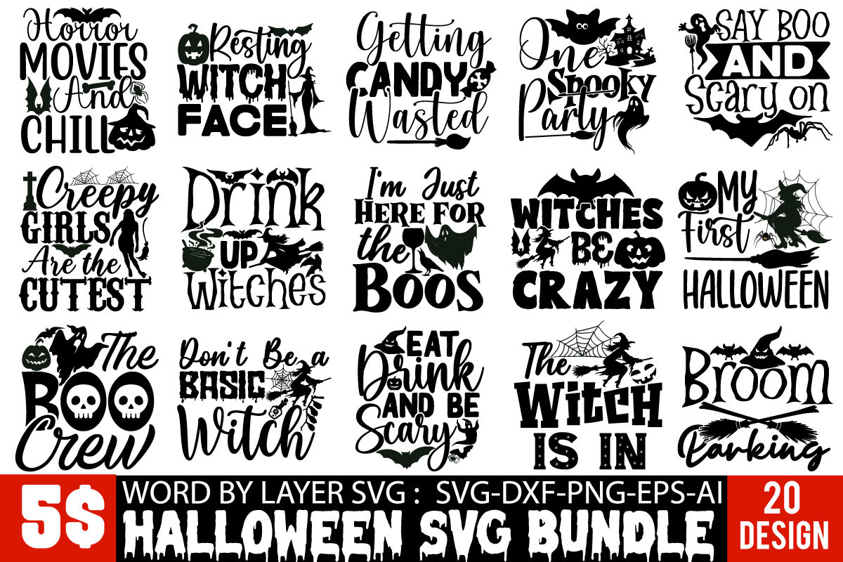 Halloween SVG T-shirt Design Bundle ,MEGA HALLOWEEN BUNDLE 2, 130 ...