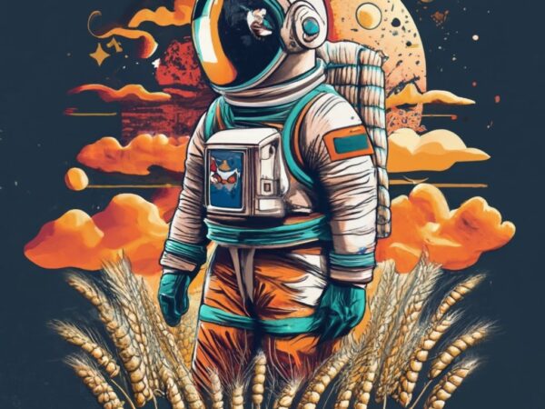 Professional t-shirt design: astronaut in a wheat field png file