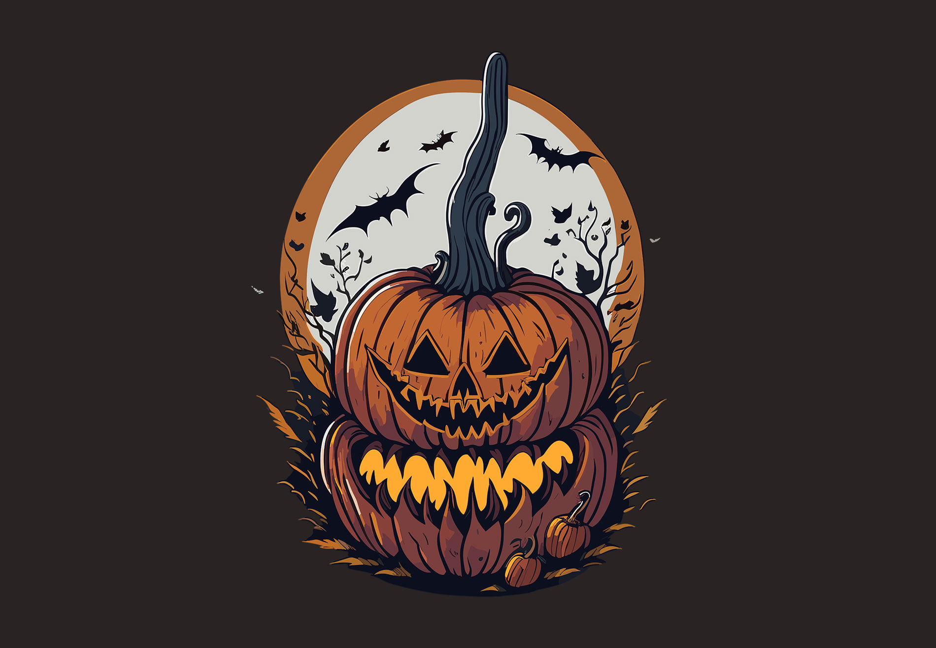 Spooky Pumpkin Halloween Tshirt Vector - Buy t-shirt designs