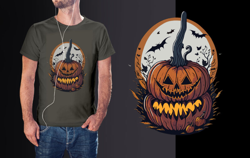 Spooky Pumpkin Halloween Tshirt Vector