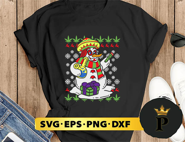 Rasta Snowman Smoking Weed Cannabis Marijuana Christmas SVG, Merry Christmas SVG, Xmas SVG PNG DXF EPS