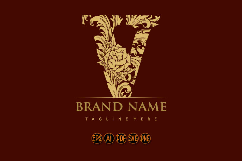 Regal lettering V initial monogram logo