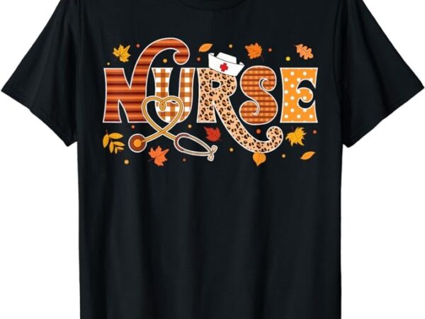 Retro autumn pumpkin fall nurse life thanksgiving nurse t-shirt