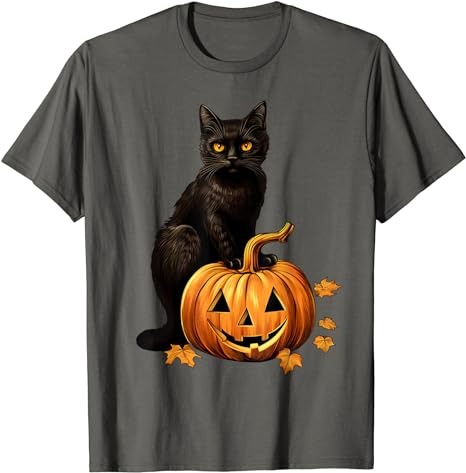 Retro Black Cat Halloween Pumpkin Costume For Women Men Kids T.