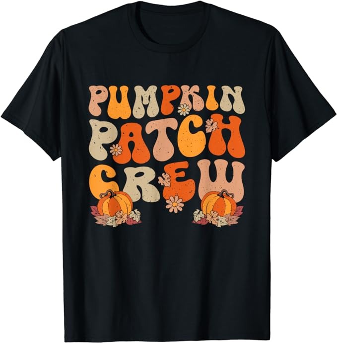 Retro Groovy Pumpkin Patch Crew Thanksgiving Fall Autumn T-Shirt