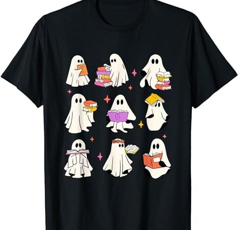 Retro teacher halloween ghost read more books teacher t-shirt png file