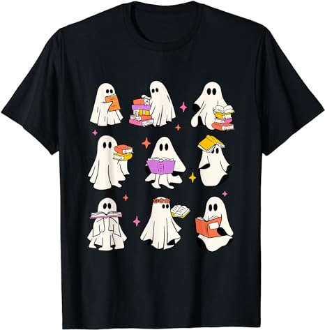 Retro Teacher Halloween Ghost Read More Books Teacher T-Shirt PNG File