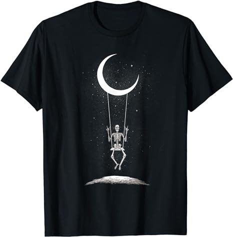 Rock On Skeleton Hands Halloween Moon Band Tee Rock And Roll T-Shirt png file