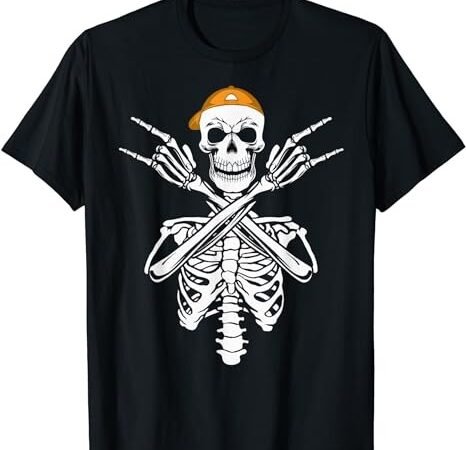 Rocker skeleton cap skater halloween hand rock men boys t-shirt png file