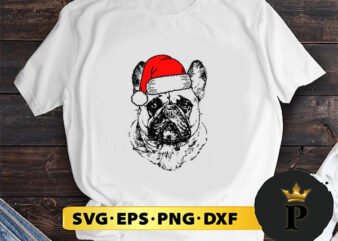 Santa Bulldog Christmas SVG, Merry Christmas SVG, Xmas SVG PNG DXF EPS t shirt template vector