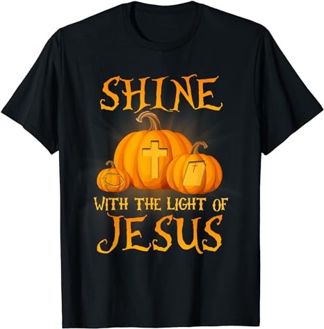 Shine With The Light Of Jesus Christian Halloween Pumpkin T-Shirt PNG File