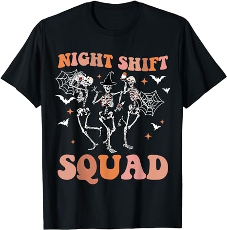 Night Shift Crew Funny Nurse Halloween Ghost Costume Vintage T-Shirt