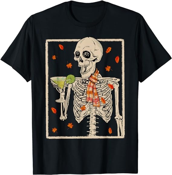 Skeleton Drinking Margarita Cocktail Fall Halloween Costume T-Shirt T-Shirt PNG File