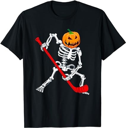 Skeleton hockey halloween pumpkin t-shirt png file