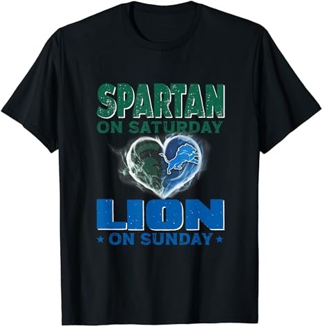 Spartan on Saturday Lion on Sunday Funny Detroit T-Shirt png file