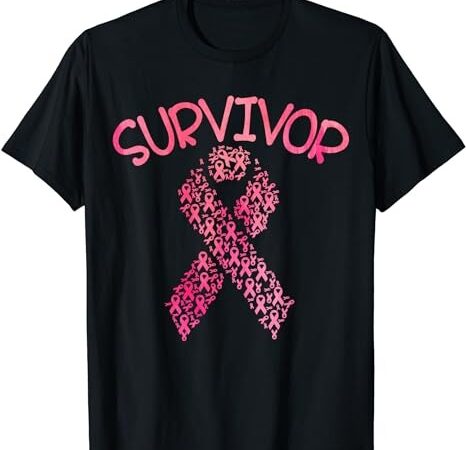 Survivor pink ribbon won breast cancer awareness t-shirt png file