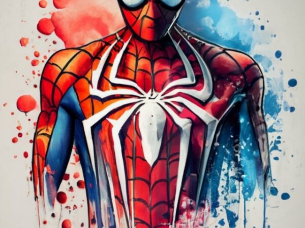 T-shirt design, spiderman. watercolor splash, with name “otávio” png file