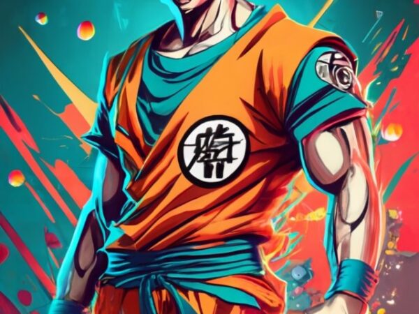 T-shirt design of goku, vibrant png file