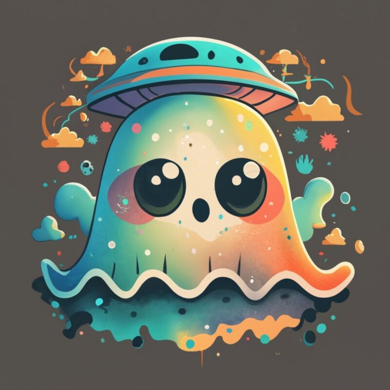 T shirts design cute ghost wearing ufo on head PNG File - Buy t-shirt ...