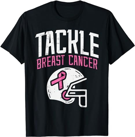 Tackle Football Pink Ribbon Breast Cancer Awareness Boys Kid T-Shirt