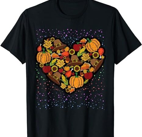 Thanksgiving food heart fall autumn men women kids t-shirt