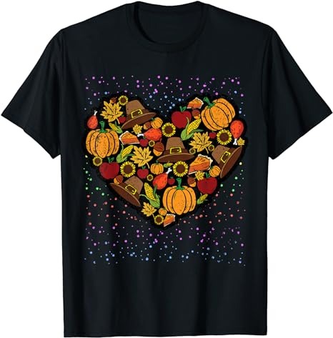 Thanksgiving Food Heart Fall Autumn Men Women Kids T-Shirt