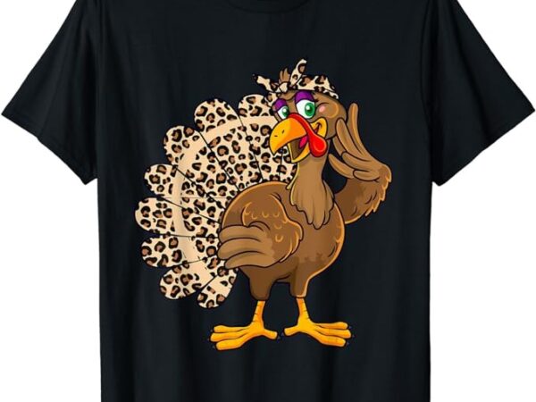 Thanksgiving turkey women girl leopard print autumn fall t-shirt t-shirt png file